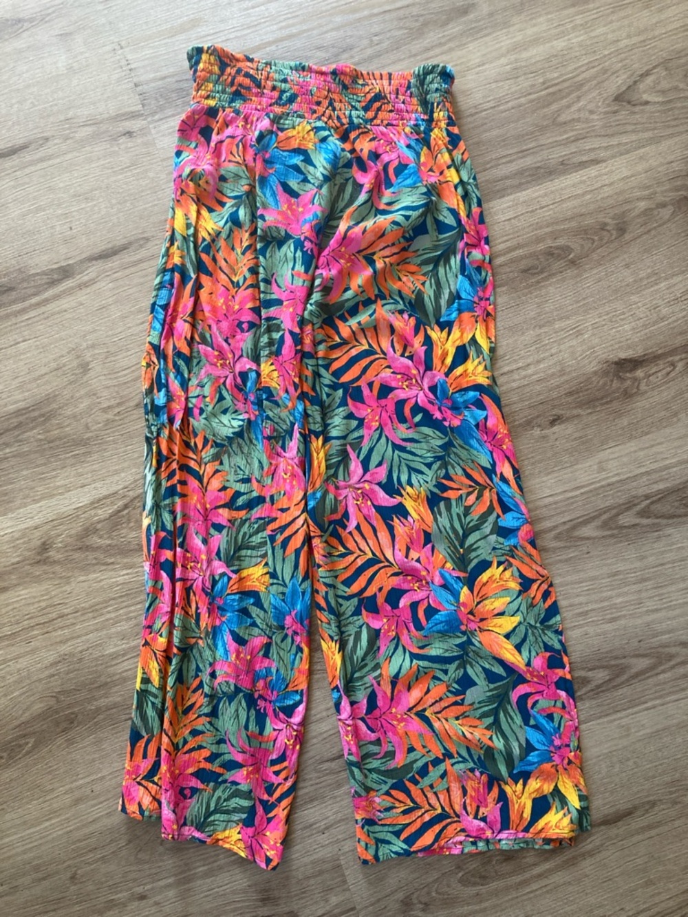 Shade & Shore Multicolor Tropical Smocked Pants swimsuit cover up - Picture 5 of 5
